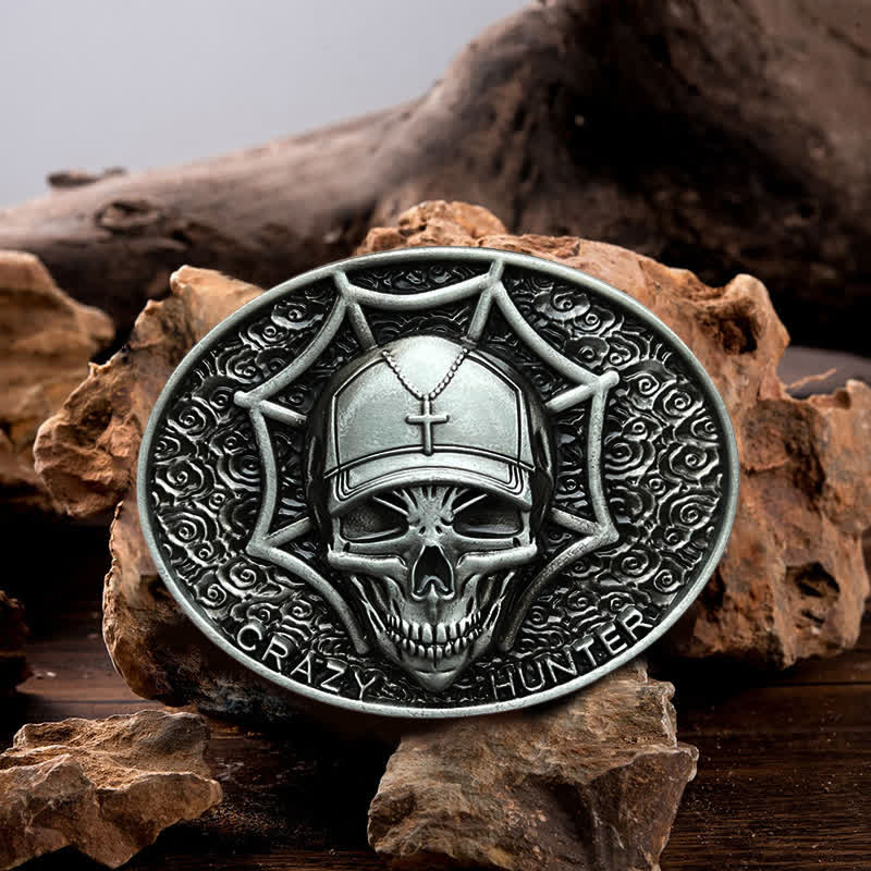 Men's DIY Crazy Hunter Skull Buckle Leather Belt