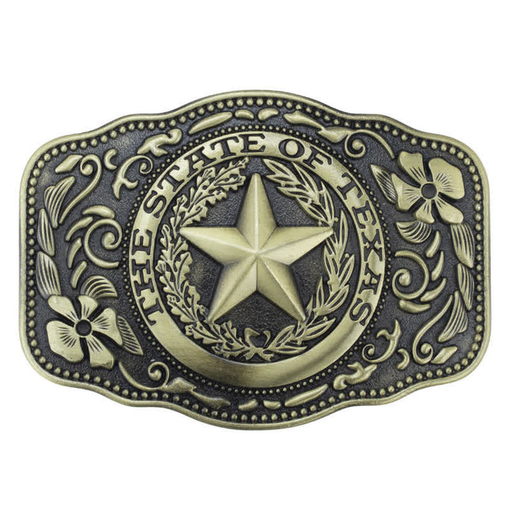 Men's DIY Five Star Texas State Buckle Leather Belt