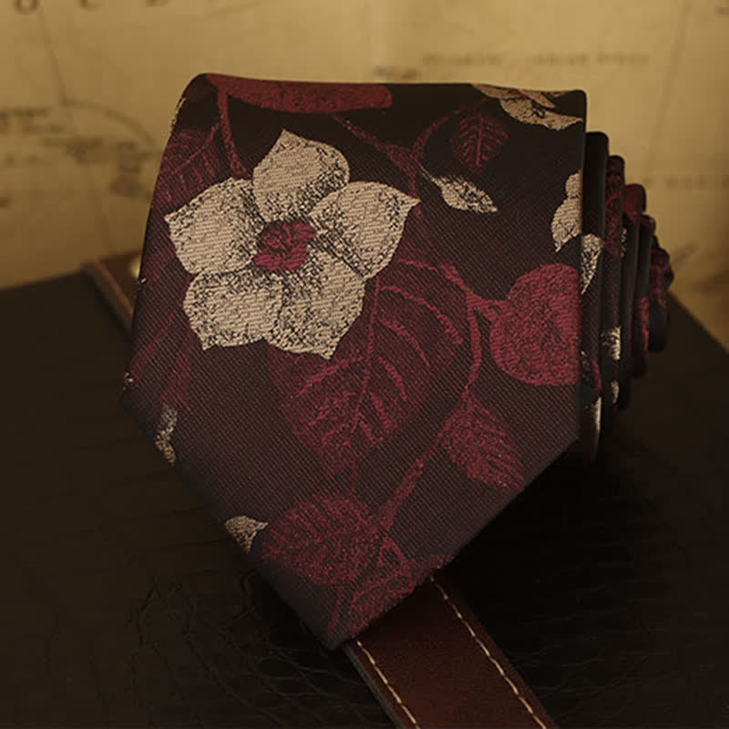 Men's Floral Printed Formal Dress Shirt Necktie