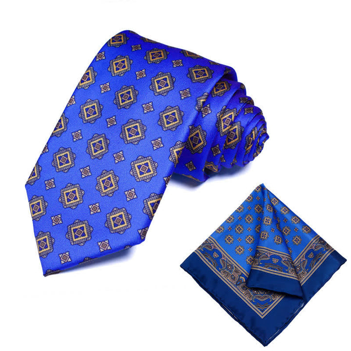 2Pcs Men's Geometrical Paisley Handkerchief Necktie Set - Style #30 - image 31