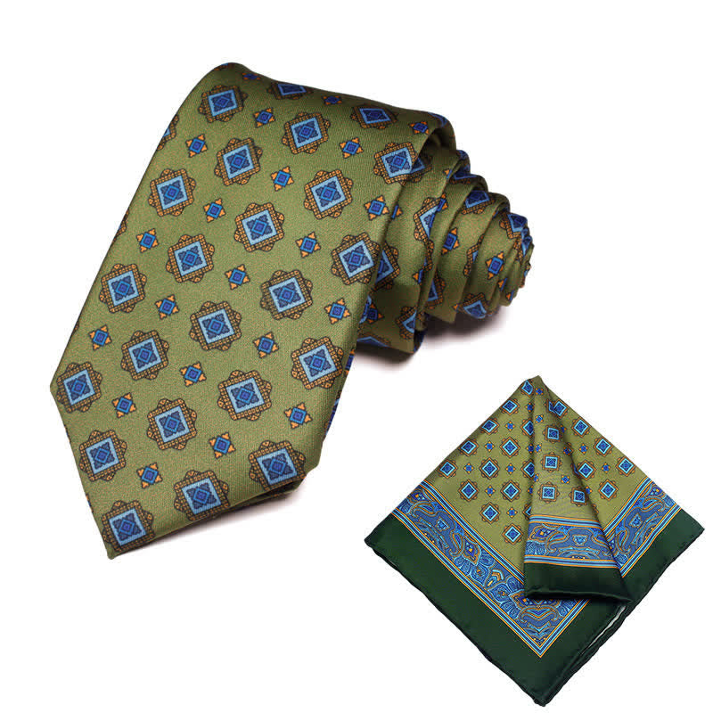 2Pcs Men's Geometrical Paisley Handkerchief Necktie Set - Style #28 - image 29