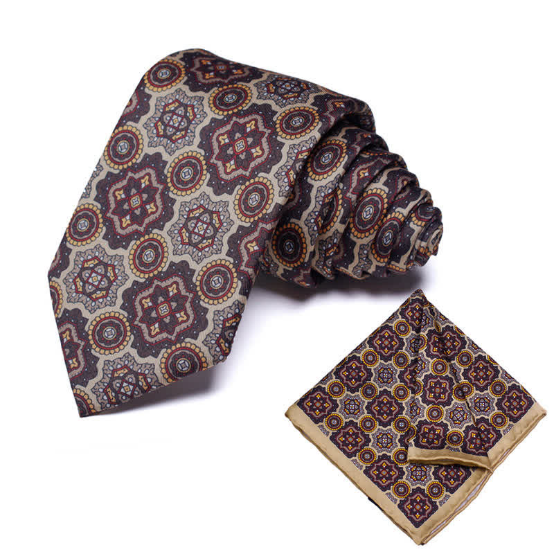2Pcs Men's Geometrical Paisley Handkerchief Necktie Set - Style #26 - image 27