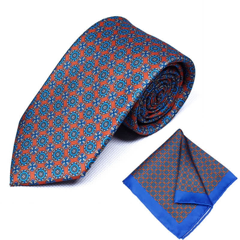 2Pcs Men's Geometrical Paisley Handkerchief Necktie Set - Style #5 - image 6