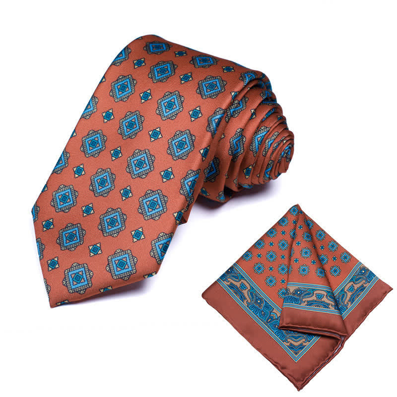 2Pcs Men's Geometrical Paisley Handkerchief Necktie Set - Style #29 - image 30