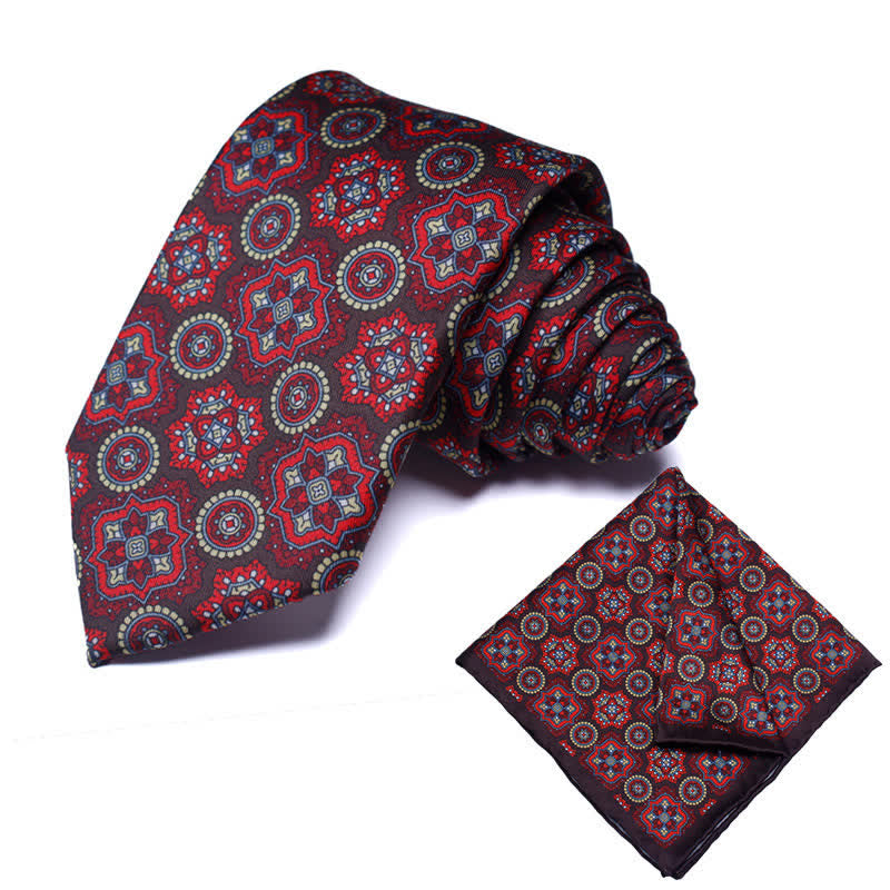 2Pcs Men's Geometrical Paisley Handkerchief Necktie Set - Style #27 - image 28