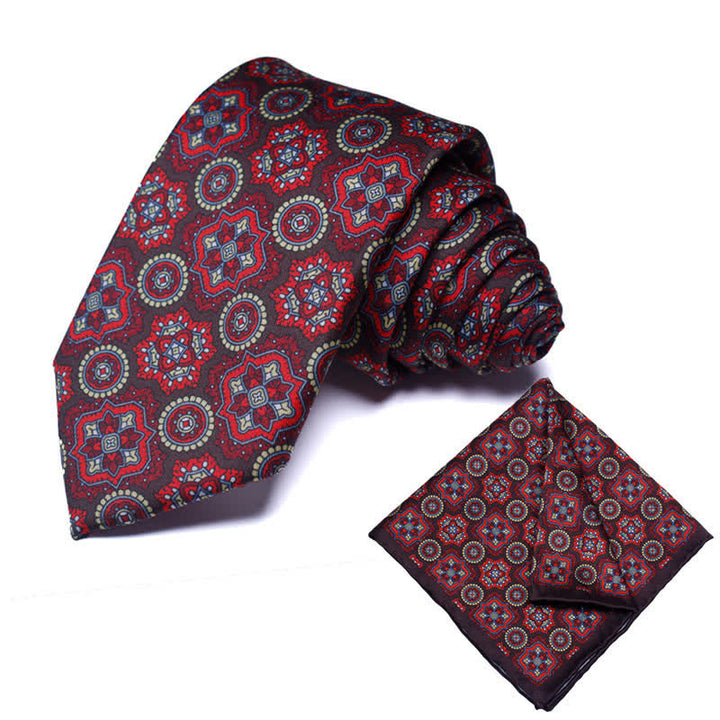 2Pcs Men's Geometrical Paisley Handkerchief Necktie Set - Style #27 - image 28