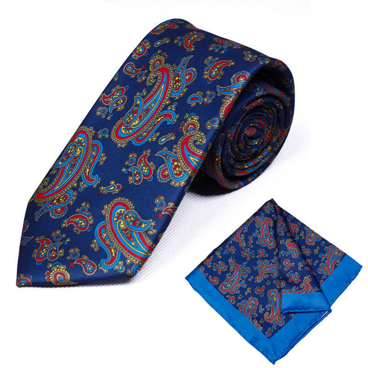 2Pcs Men's Geometrical Paisley Handkerchief Necktie Set - Style #4 - image 5