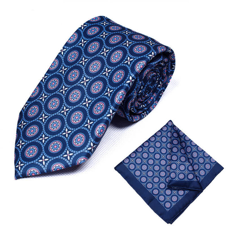2Pcs Men's Geometrical Paisley Handkerchief Necktie Set - Style #13 - image 14