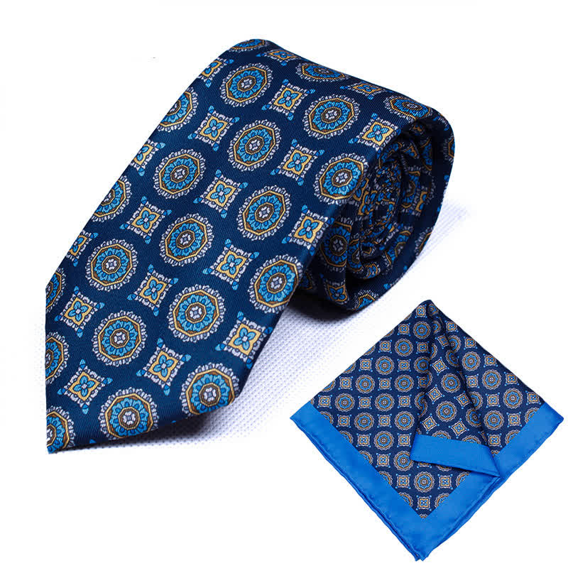 2Pcs Men's Geometrical Paisley Handkerchief Necktie Set - Style #16 - image 17