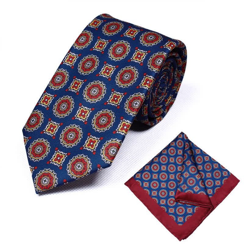 2Pcs Men's Geometrical Paisley Handkerchief Necktie Set - Style #17 - image 18
