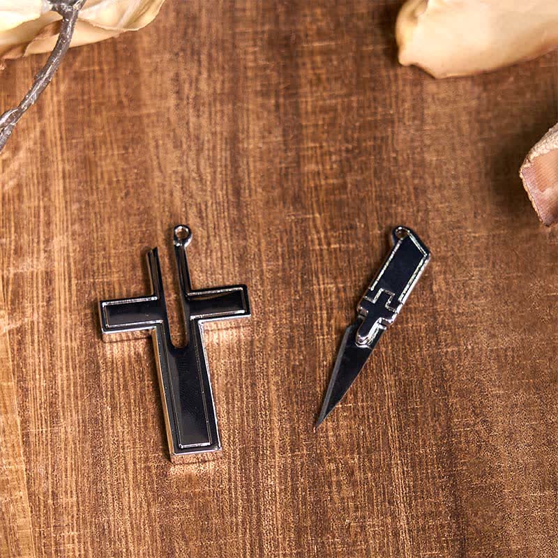 DIY Hidden Knife Belt Buckle Turquoise Bull Pendant Cross Necklace Bundle Set