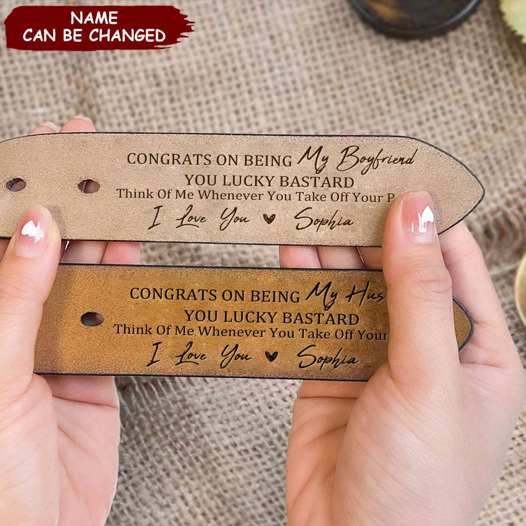 Custom Leather Belt Engraved Names Warm Gift