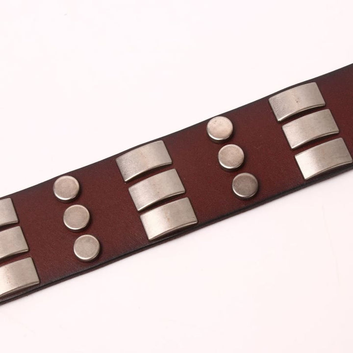 Genuine Leather Waistband For Men Punk Rivet Belt