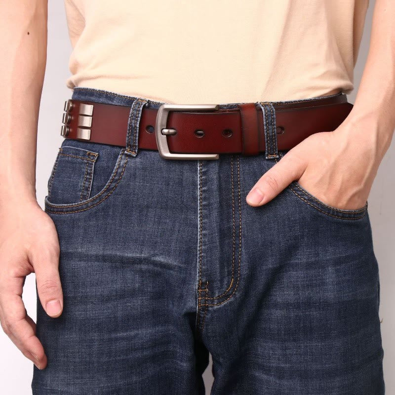Genuine Leather Waistband For Men Punk Rivet Belt