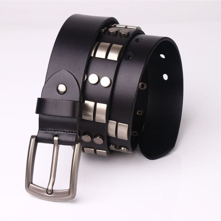 Genuine Leather Waistband For Men Punk Rivet Belt