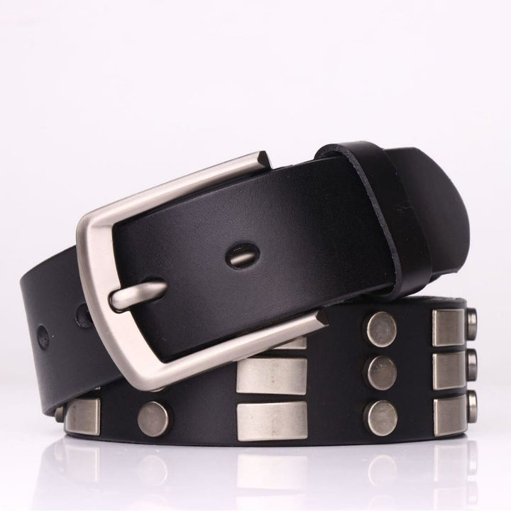Genuine Leather Waistband For Men Punk Rivet Belt