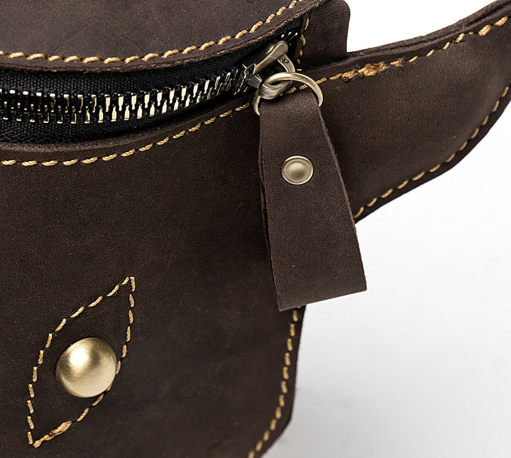 Genuine Crazy Horse Leather Cow Head Belt Bag