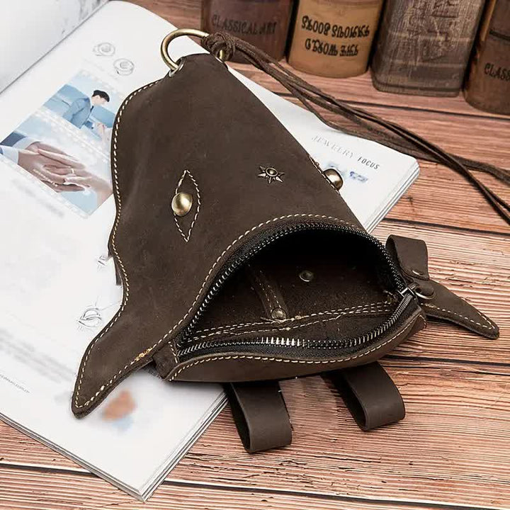 Genuine Crazy Horse Leather Cow Head Belt Bag