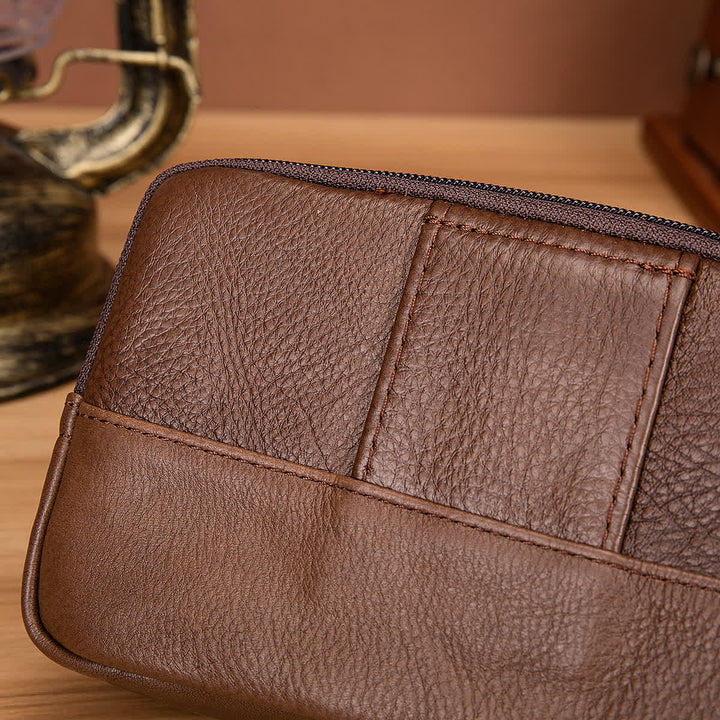 Card Holder Casual Simple Horizontal Zipper Leather Belt Bag