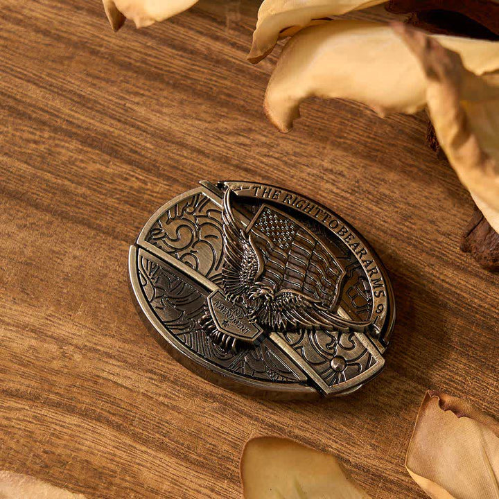 3Pcs DIY Eagle & Guns & Deer Hidden Folding Knife Belt Buckles Bundle Set