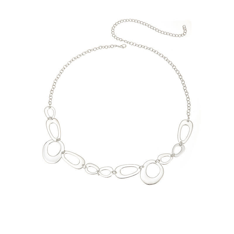 Women's Silver Ring Chain Belt Metal Waist Chain