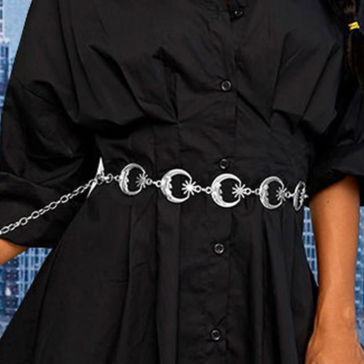 Women's Moon And Star Chain Belt Metal Waist Chain