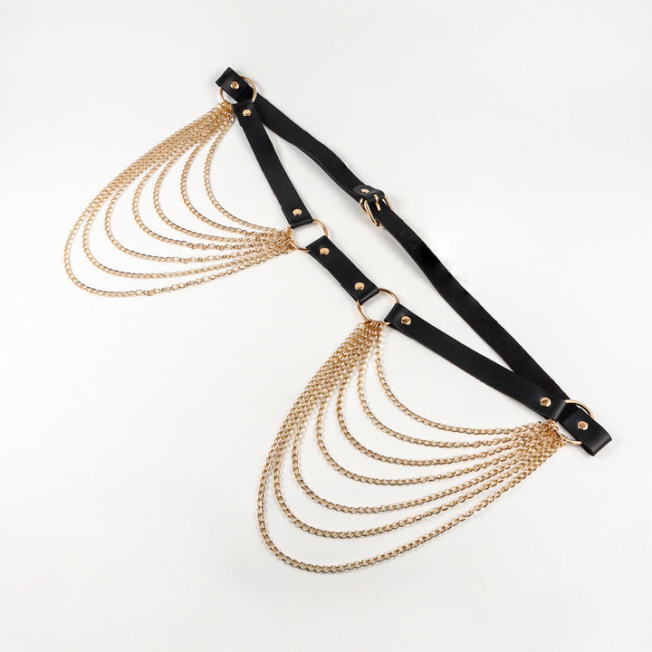 Punk Chain Belt Seven Layers Chain Leather Belt