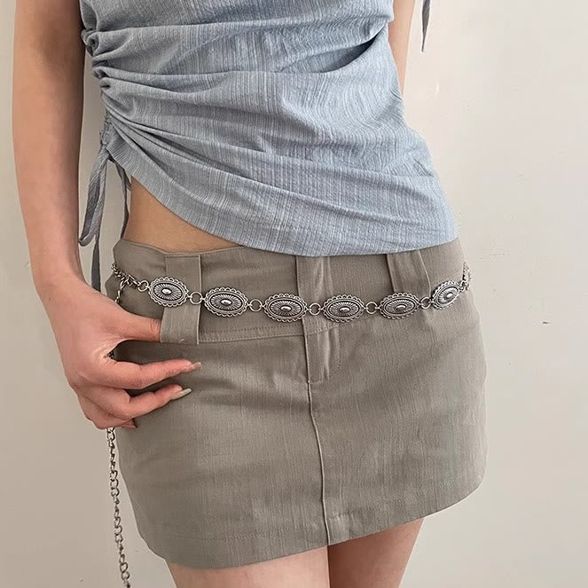 Vintage Ethnic Carving Belt Metal Clasp Waist Belt