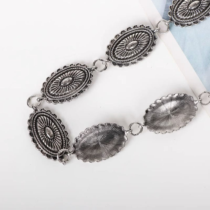 Vintage Ethnic Carving Belt Metal Clasp Waist Belt