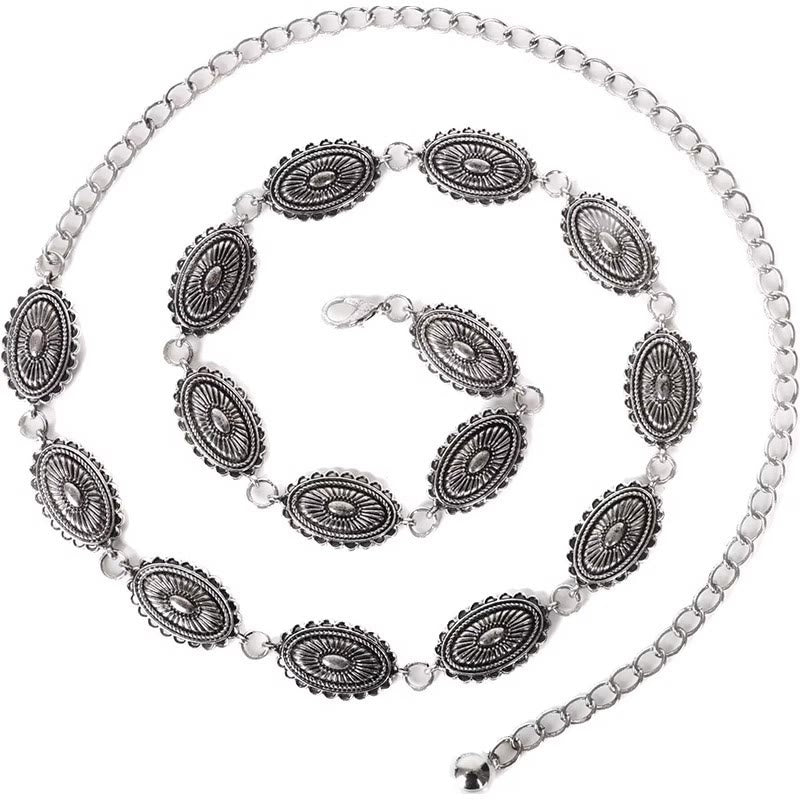 Vintage Ethnic Carving Belt Metal Clasp Waist Belt