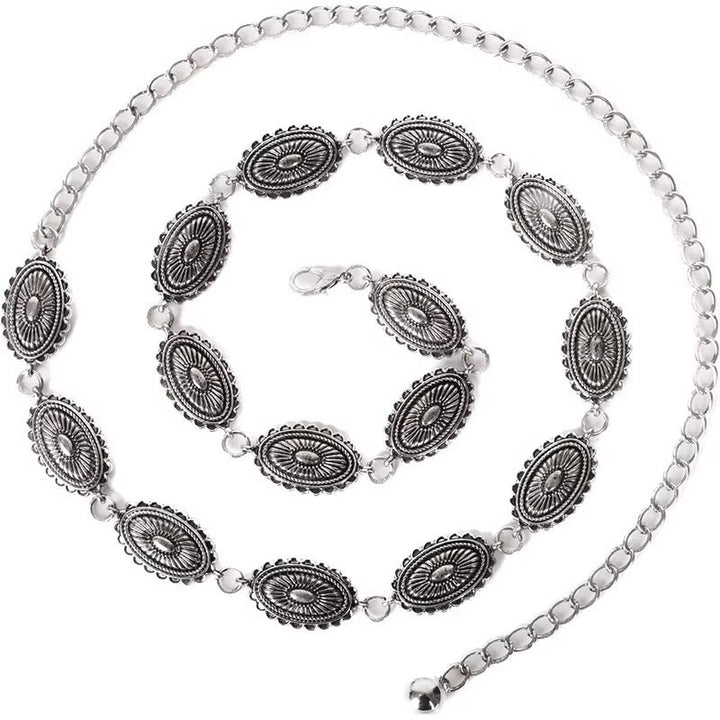 Vintage Ethnic Carving Belt Metal Clasp Waist Belt