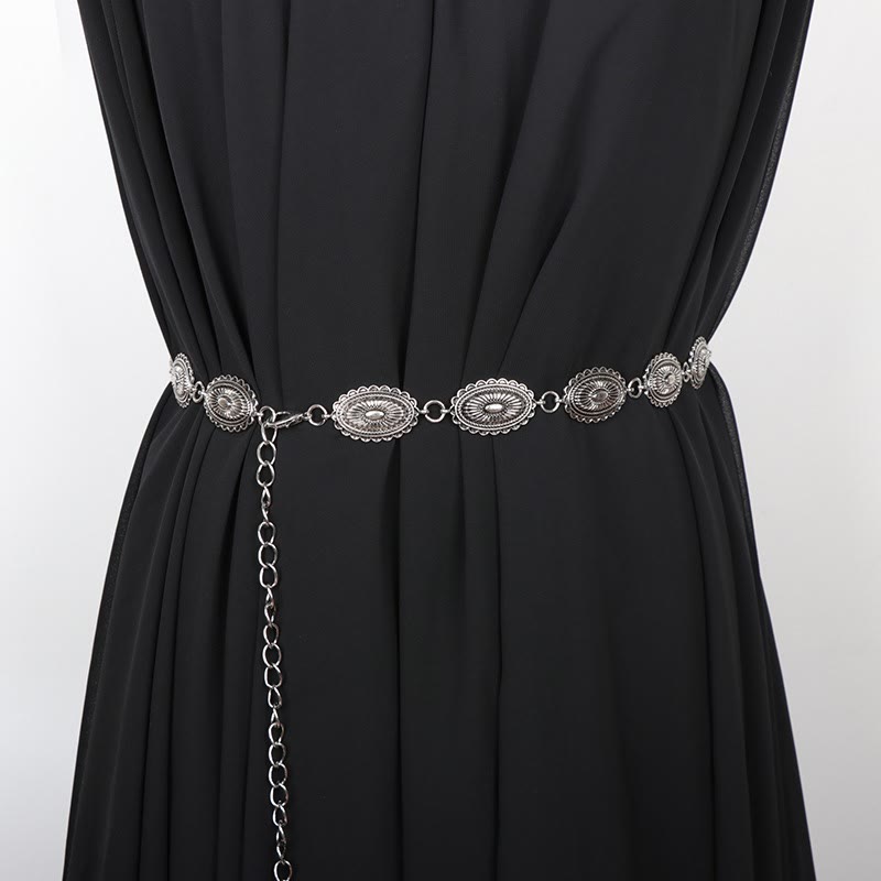 Vintage Ethnic Carving Belt Metal Clasp Waist Belt