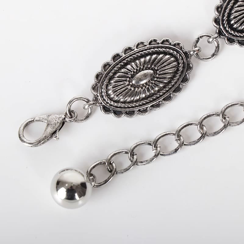 Vintage Ethnic Carving Belt Metal Clasp Waist Belt