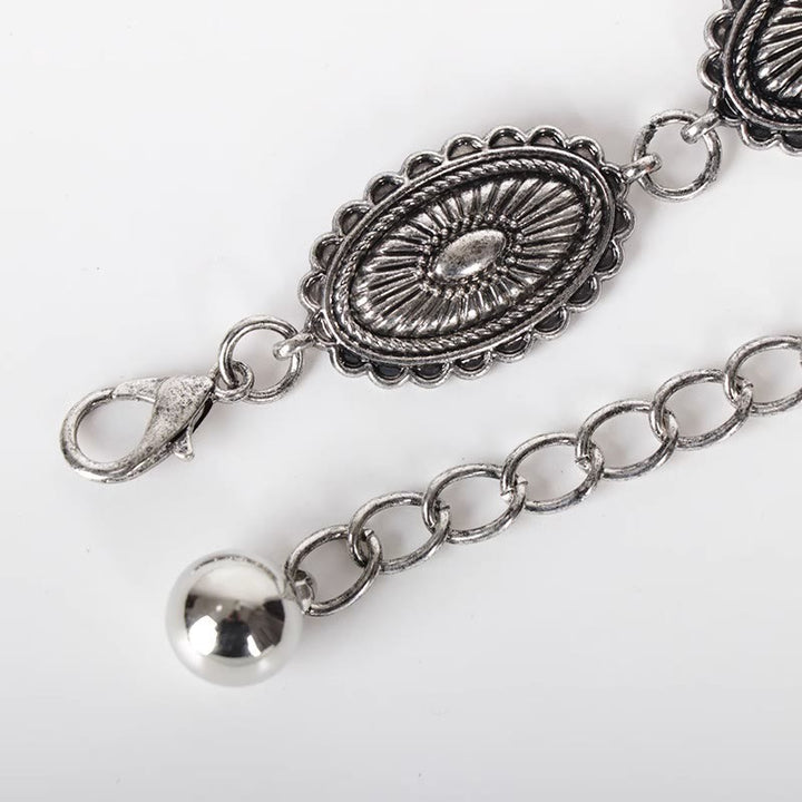 Vintage Ethnic Carving Belt Metal Clasp Waist Belt