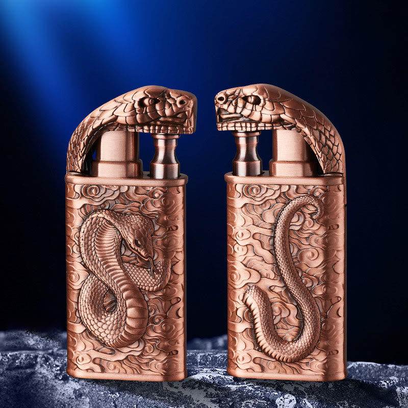 Double Flame Embossed Wild Crocodile Refillable Butane Lighter
