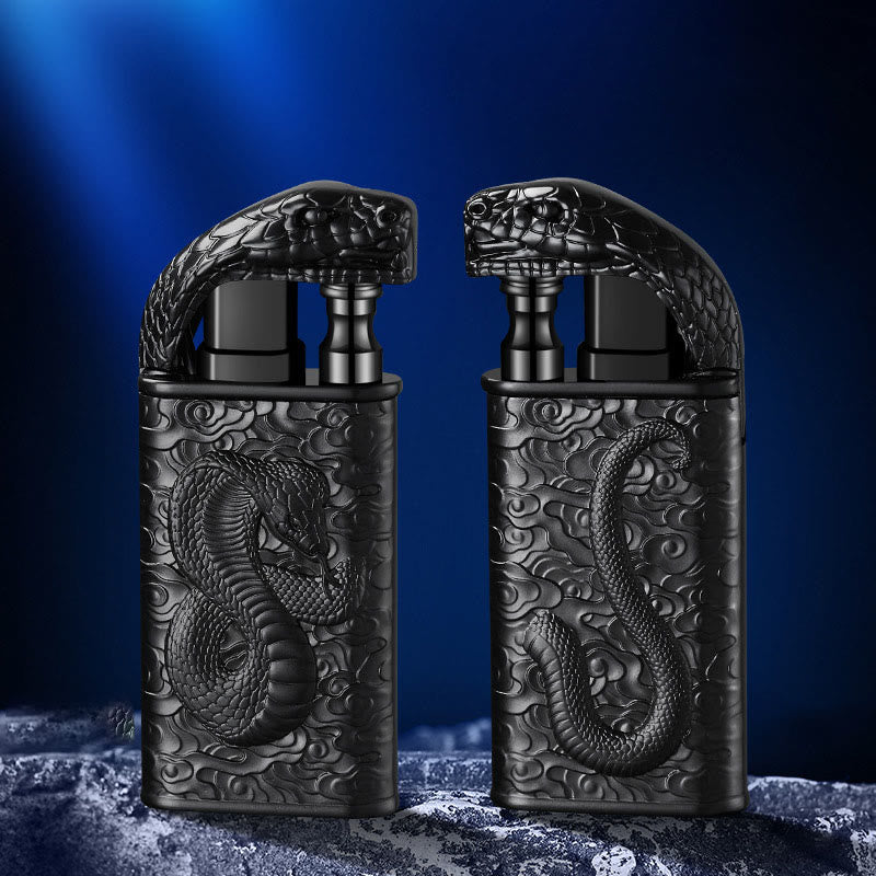 Double Flame Embossed Wild Crocodile Refillable Butane Lighter