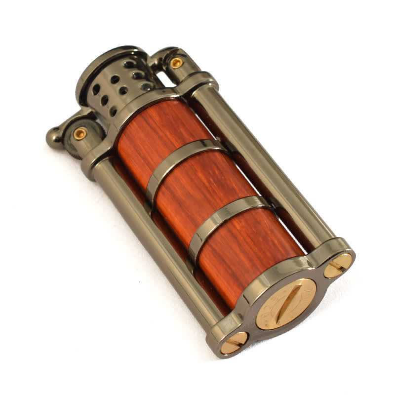 Antique Style Wooden Shell Refillable Kerosene Lighter