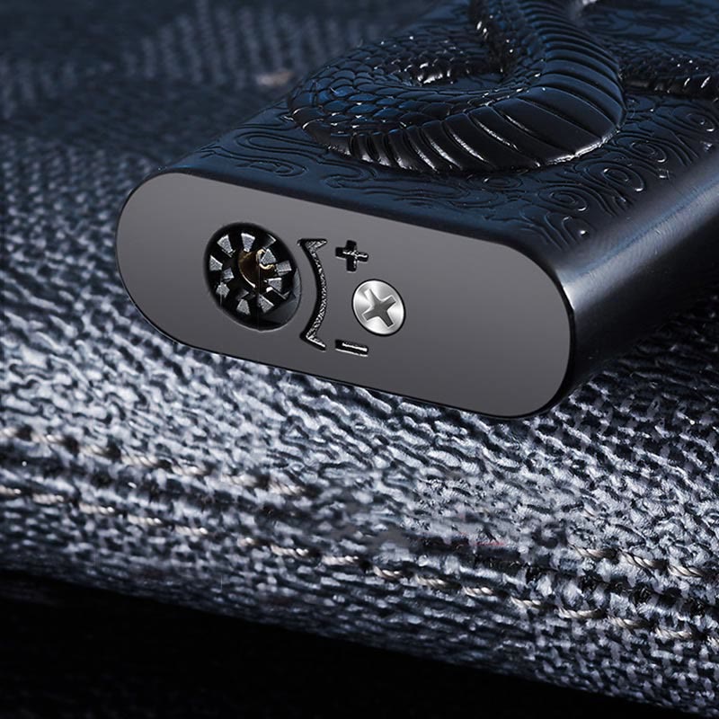 Double Flame Embossed Serpent King Refillable Butane Lighter