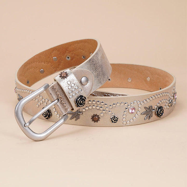 Women's Western Cowgirl Rivet Pin Buckle Belt