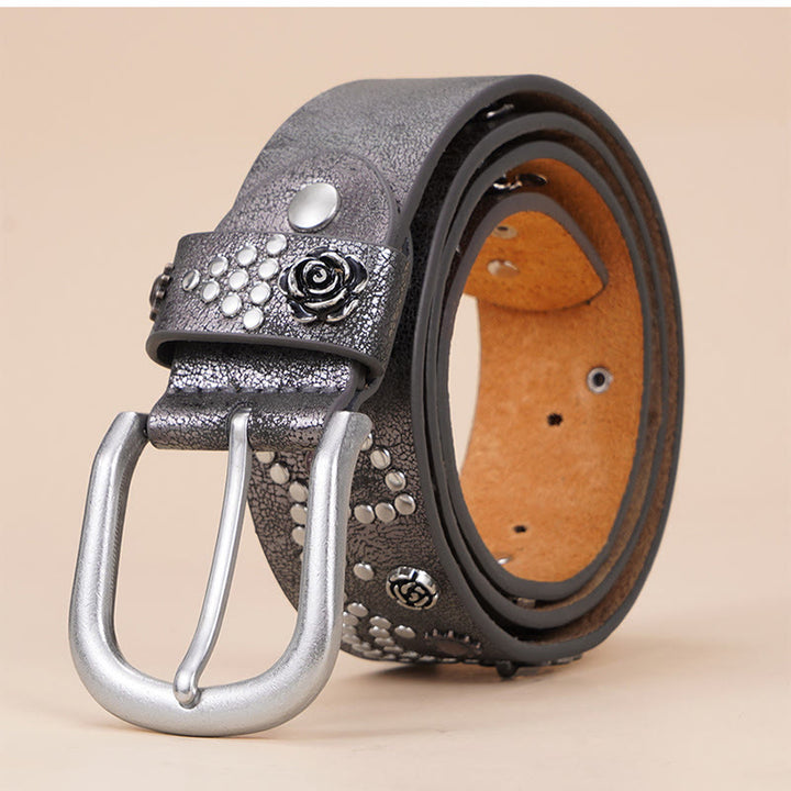 Women's Western Cowgirl Rivet Pin Buckle Belt