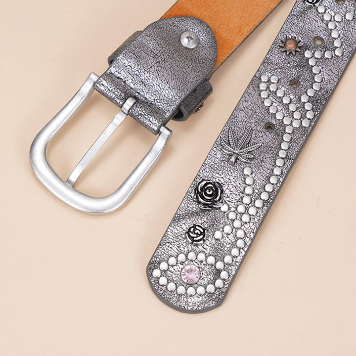 Women's Western Cowgirl Rivet Pin Buckle Belt