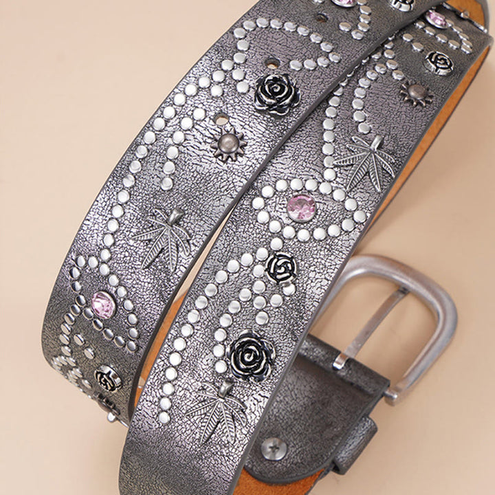 Women's Western Cowgirl Rivet Pin Buckle Belt