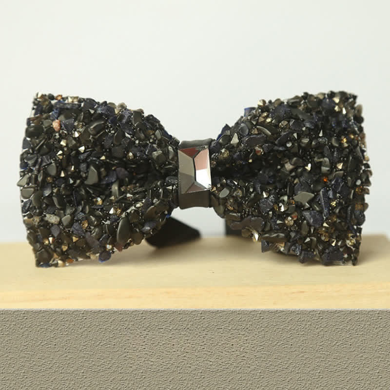 Men's Multicolor Stone Crystal Clastic Enchases Bow Tie