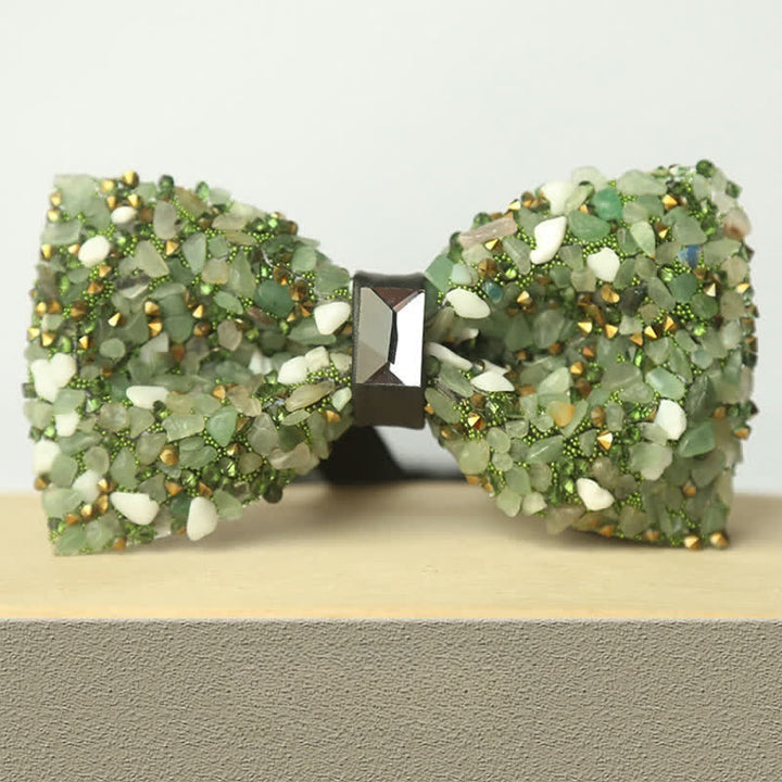 Men's Multicolor Stone Crystal Clastic Enchases Bow Tie