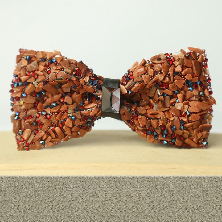 Men's Multicolor Stone Crystal Clastic Enchases Bow Tie