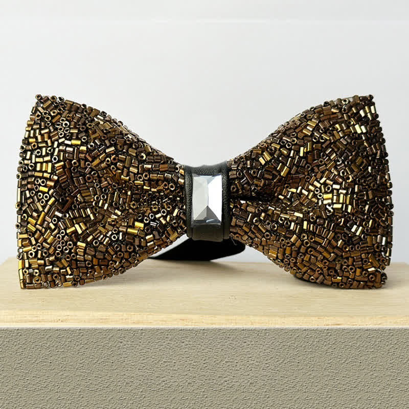 Men's Multicolor Stone Crystal Clastic Enchases Bow Tie