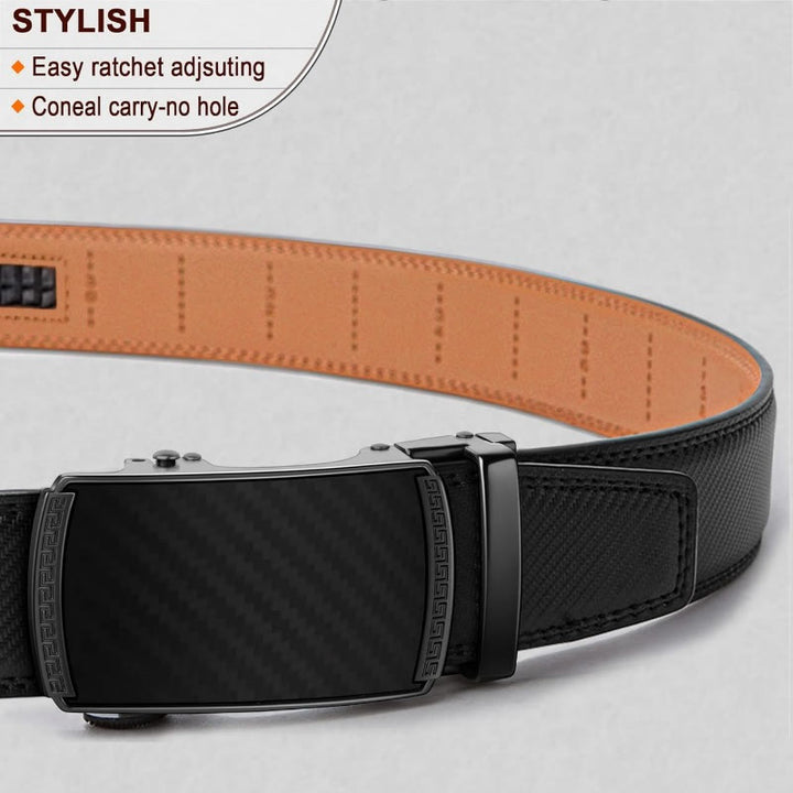 Men's Business Sliding Ratchet Geniune Leather Belt