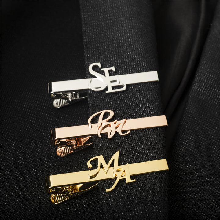 Custom Your Initial Letter Wedding Tie Bar For Neckties