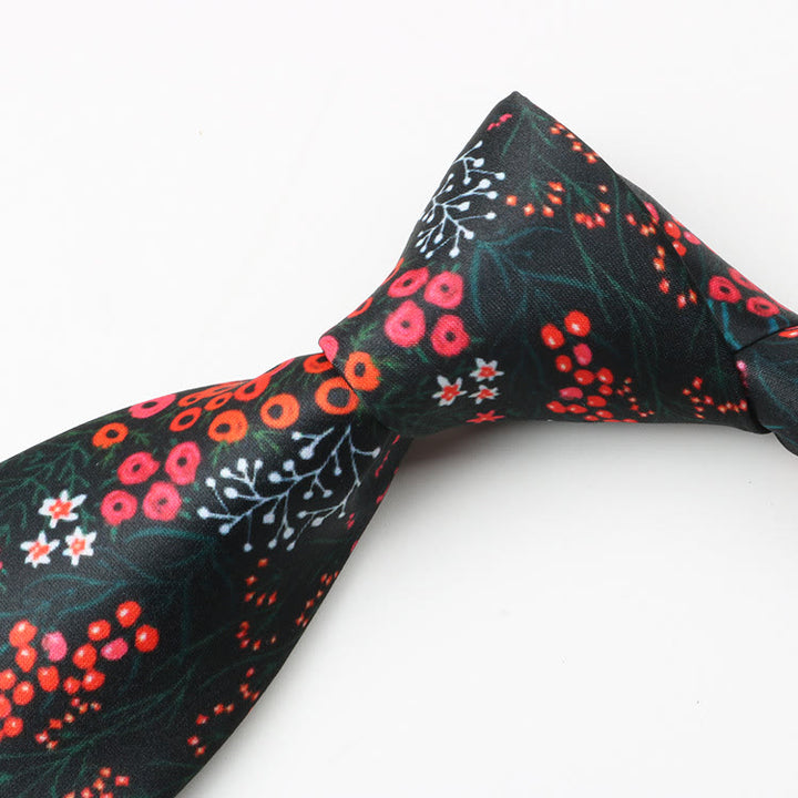 Men's Forest Berry Floral Pattern Necktie