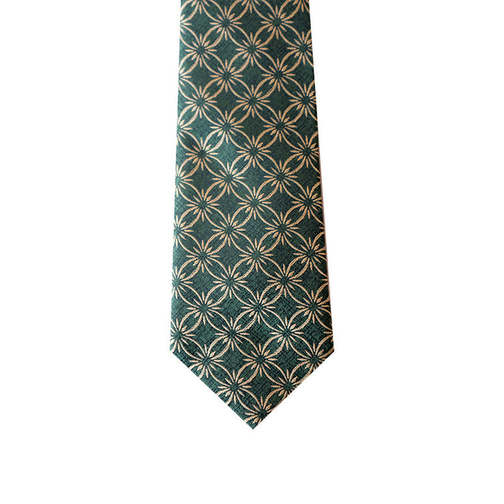 Men's Green Daisy Floral Pattern Necktie